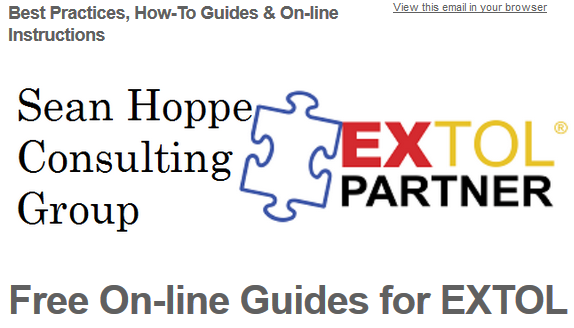EXTOL Monthly newsletter by Sean Hoppe Consulting Group