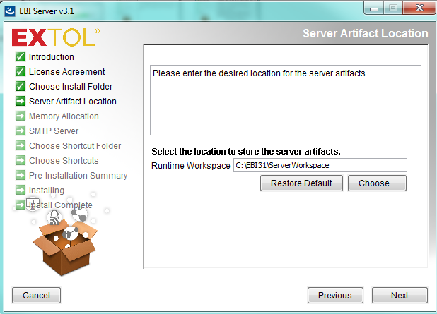 Cleo Clarify 3 Window Choose Server Artifact Folder