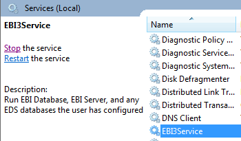Cleo Clarify 3 Listing EBI Service in Windows Services