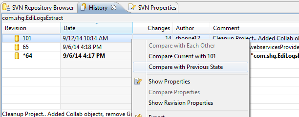 Cleo Clarify SVN Compare with Previous State 