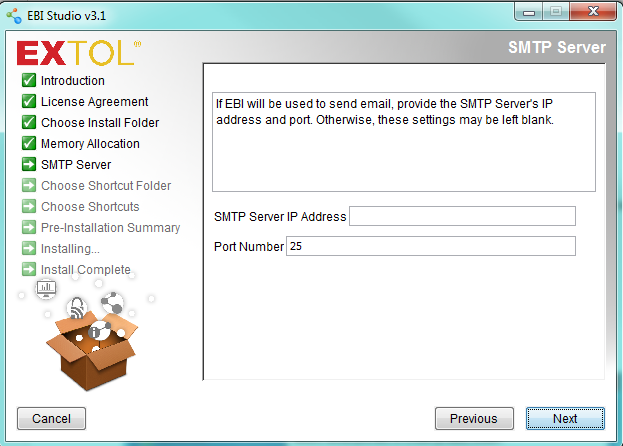 Cleo Clarify EXTOL Business Integrator (EBI) 3 Update SMTP Server Setting in Studio Install